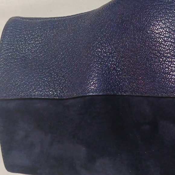 Stuart Weitzman Blue Leather and Suede Heeled Ankle Boots Size 5 - Picture 8 of 13